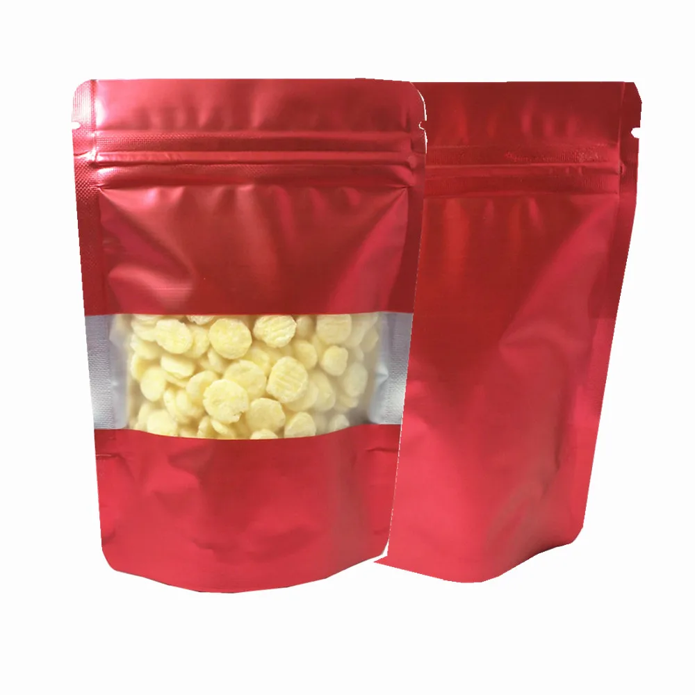 Red 100 шт стоьте вверх Мешки Фольги Ziplock теплоизоляционные влагостойкие сальники мешок для хранения еды пластиковые окна пакеты из майлара Resealable - Цвет: Red