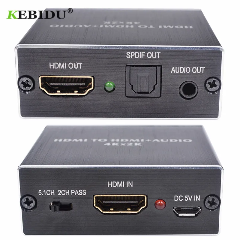 Kebidu аудио экстрактор оптический TOSLINK Spdif + 3 5 мм стерео конвертер HDMI совместимый