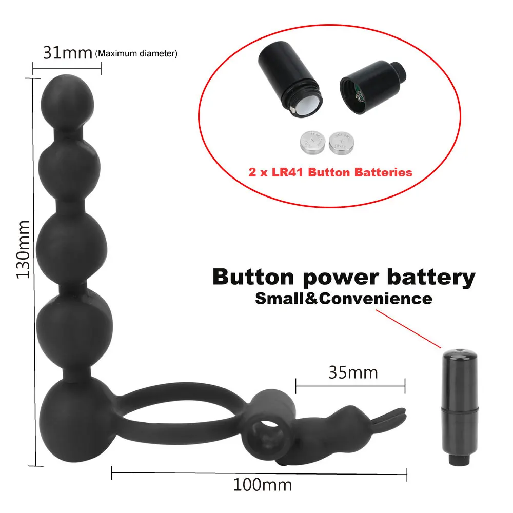 OLO Анальная пробка вибратор для точки G страпон фаллоимитатор бусина пенис