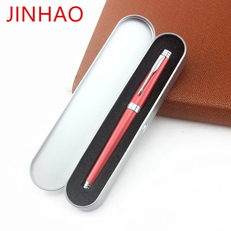 Jinhao 997 красный с серебряным зажимом авторучка 0 5 мм F перьевые металлические ручки
