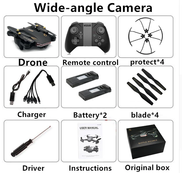 Wide-angle 200W 2B Visuo XS809S мини складной селфи RC Дрон Wifi FPV камера 20 минут полета RC Квадрокоптер XS809HW обновленная версия - Цвет: Wide-angle 200W 2B