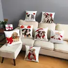 С Рождеством, плюшевые наволочки с принтом собаки, 45*45 см, Квадратные наволочки для подушек, чехлы для дивана, домашний декор, наволочки