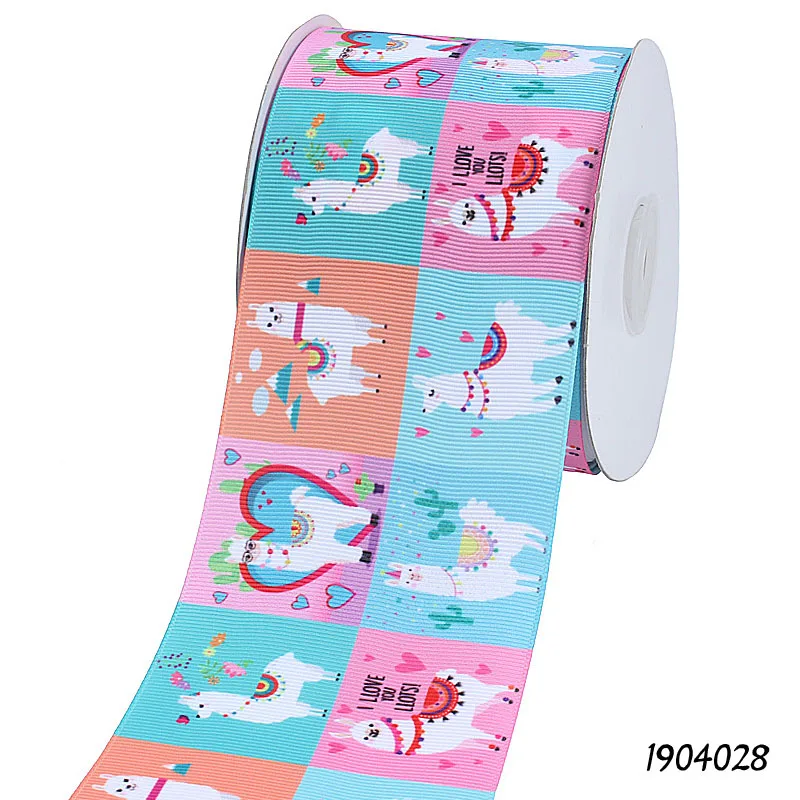 (50 ярдов/партия) FLRARIBBON популярный мультфильм Llama grosgrain школьная лента с