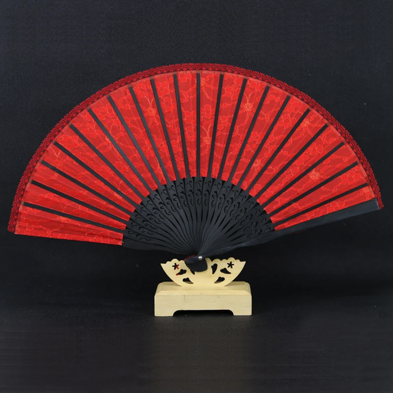Weilong/ 2017 Free Hotline High-grade Lace Bamboo Fan Red GYS902-4 |