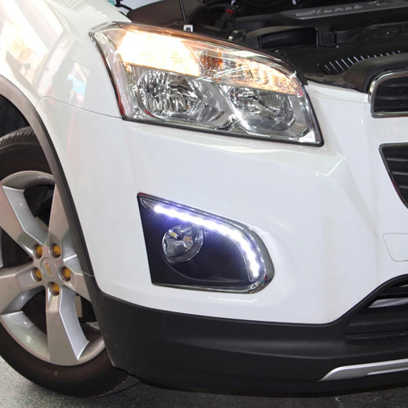 

Ownsun New Updated LED Daytime Running Lights DRL With Black Fog Light Cover For Chevrolet Trax 2014-2015