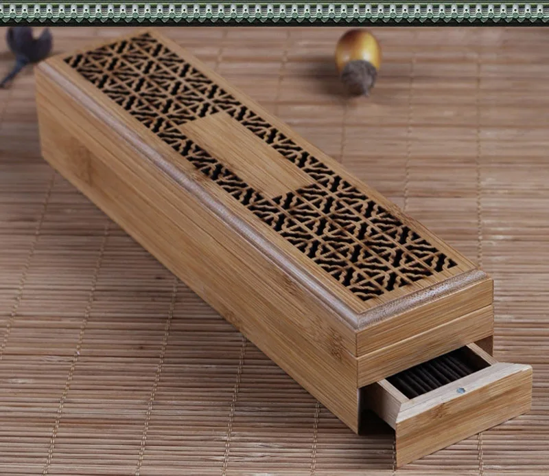 Бамбуковая курильница подставка для ароматических палочек с ящиком Joss-stick Box полый ароматерапия Zen лежа курильница для дома и офиса Чайный домик