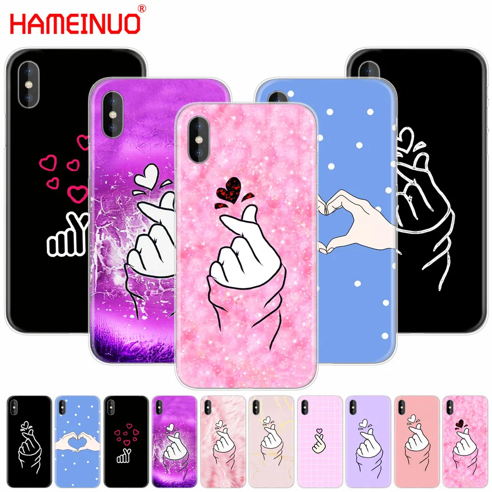 Чехол HAMEINUO для мобильного телефона черно белый с сердечком iphone X 8 7 6 4 5 6s SE 5c