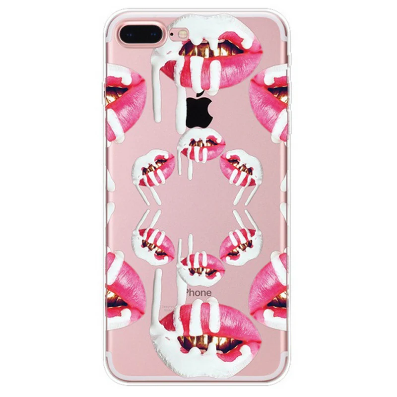 Сексуальные девушки мягкие tpu case for iphone 5 5s se 6 s 7 плюс макияж помада косметика