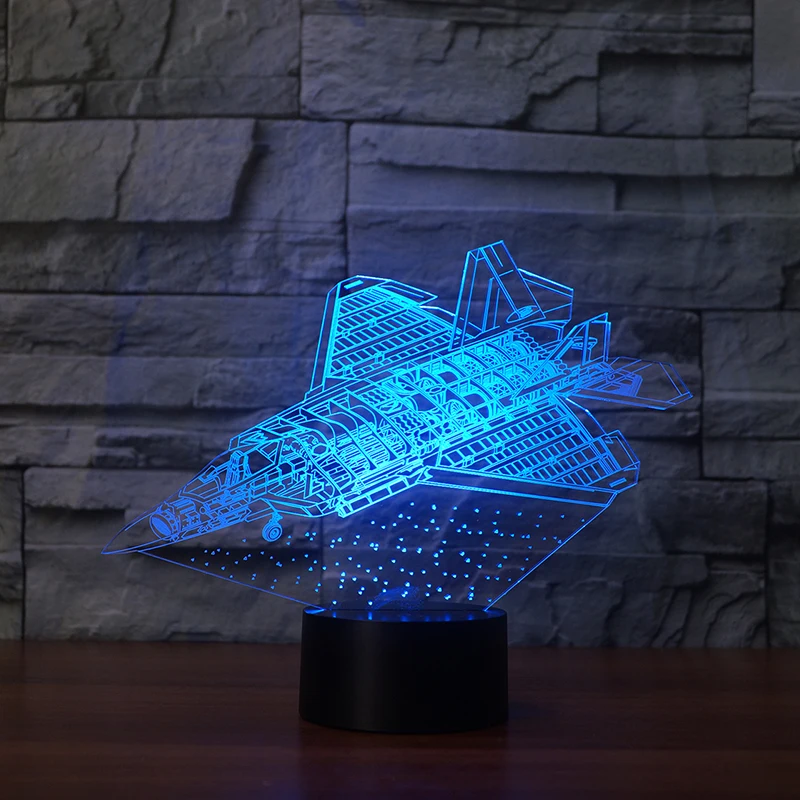 3D Светодиодная лампа для самолета 7 цветов меняющая с оптической иллюзией
