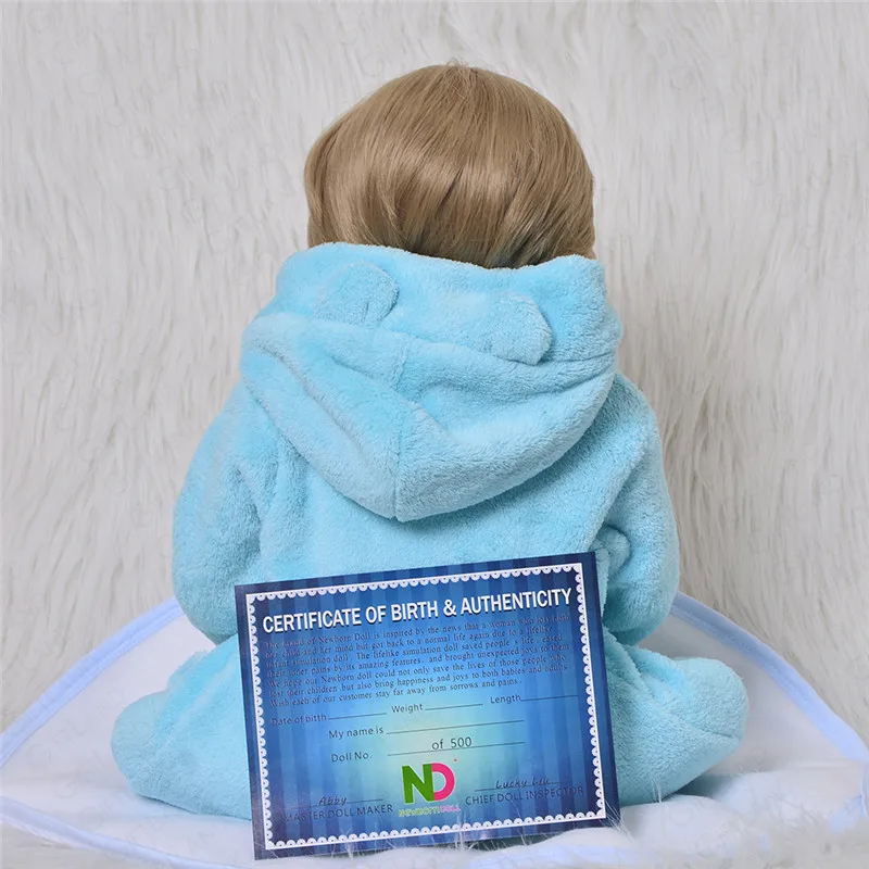 Reborn Baby Doll Полный кремния синий костюм Милая Детская кукла для детей на день