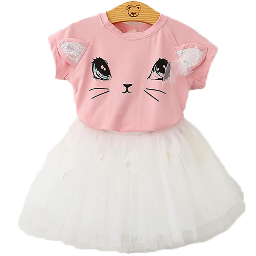 Новая одежда для маленьких девочек комплект модной Стильной одежды с рисунком