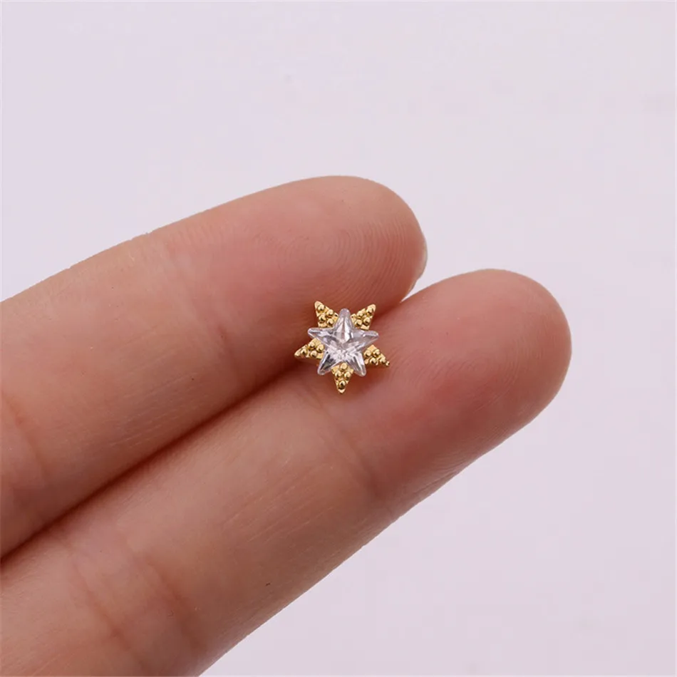 TTLIFE Various Crystal Flower Cartilage Piercing Helix Jewelry Stainless Steel CZ Ear Stud Tragus Cartilage Conch Earring Stud