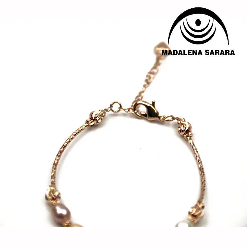 MADALENA SARARA 6-7 мм настоящий пресноводный жемчуг браслет натуральный розовый тон