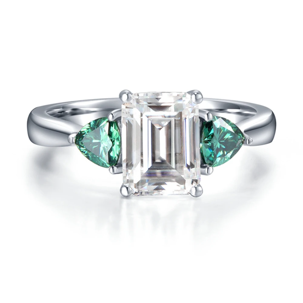 Обручальное кольцо с муассанитом белое золото 5 3 пробы изумрудом 585 карат|fine