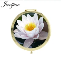 jweijiao sketch cartoon flowers round double sides make up mirror beauty health gift pocket mirror for girls fl01