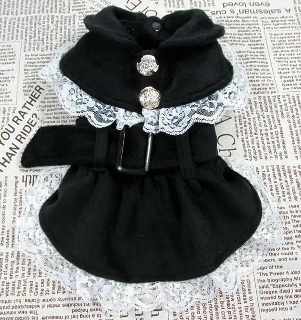 Цветочное кружево шерстяное платье принцессы для собак зимнее пальто на