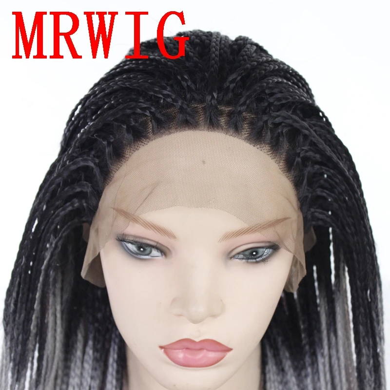 Парик MRWIG Ombre серый/фиолетовый 26 дюймов свободная часть плетеная коробка косички