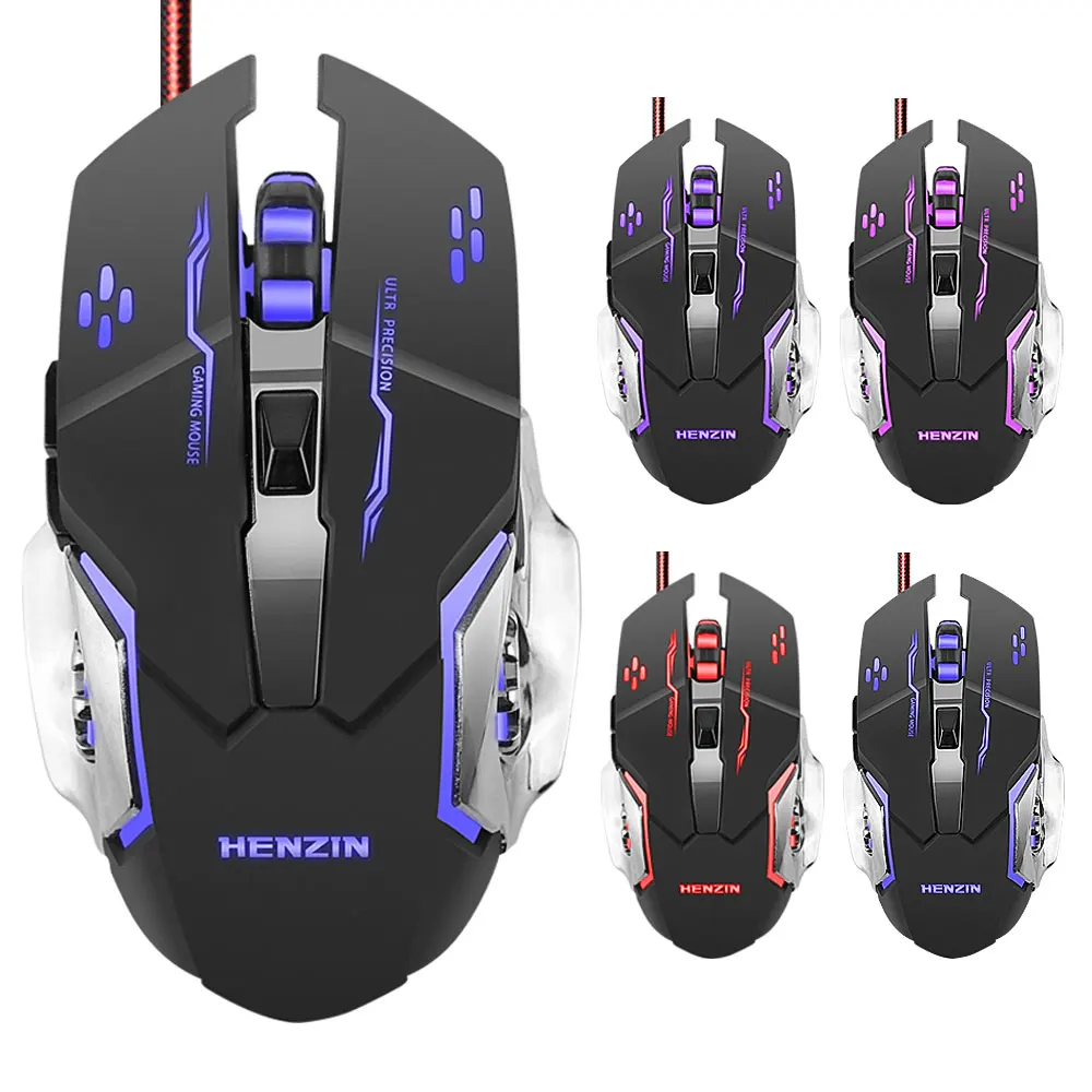 Pro эргономичная оптическая игровая мышь RGB с подсветкой 3200 dpi регулируемые проволочные геймерские мыши с 6 кнопками для настольного ПК ноутбука