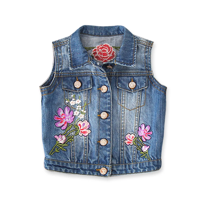 Новый джинсовый жилет для девочек весенне Осенняя детская одежда без рукавов