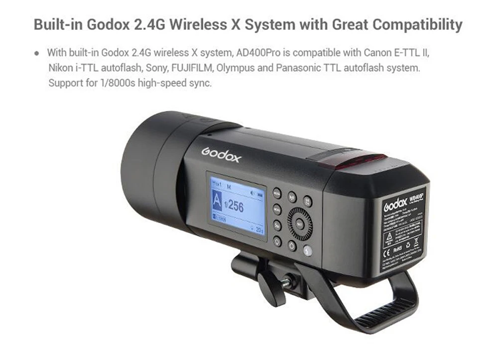 Godox Witstro AD400Pro ttl HSS Внешняя вспышка литий-ионная батарея 2,4G триггер софтбокс AD-S85S тубус отражателя Barndoon Speedlight Kit