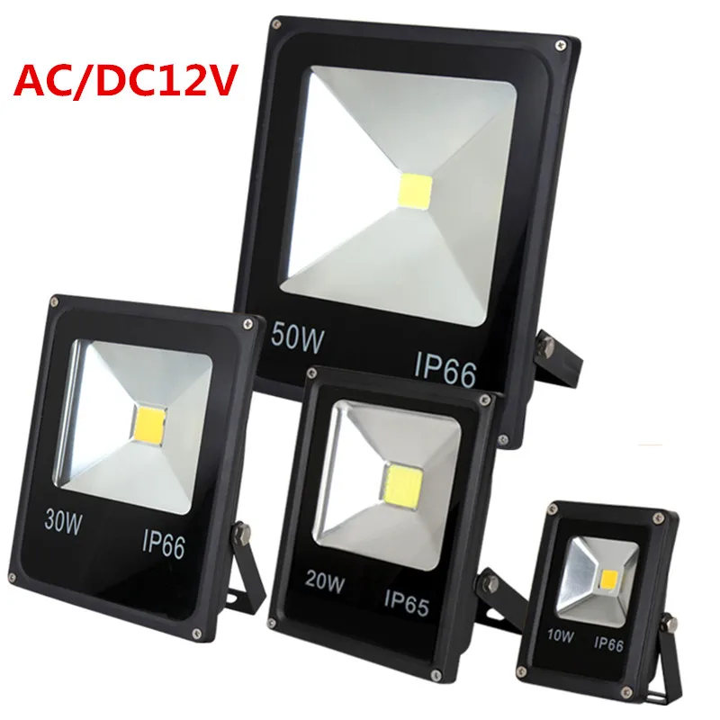10 Вт Светодиодный прожектор 12 V AC Водонепроницаемый IP65 прожекторный пейзаж 20 Вт 30 Вт 50 Вт AC/DC 12 V прожектор наружного освещения лампы садовые прожекторы