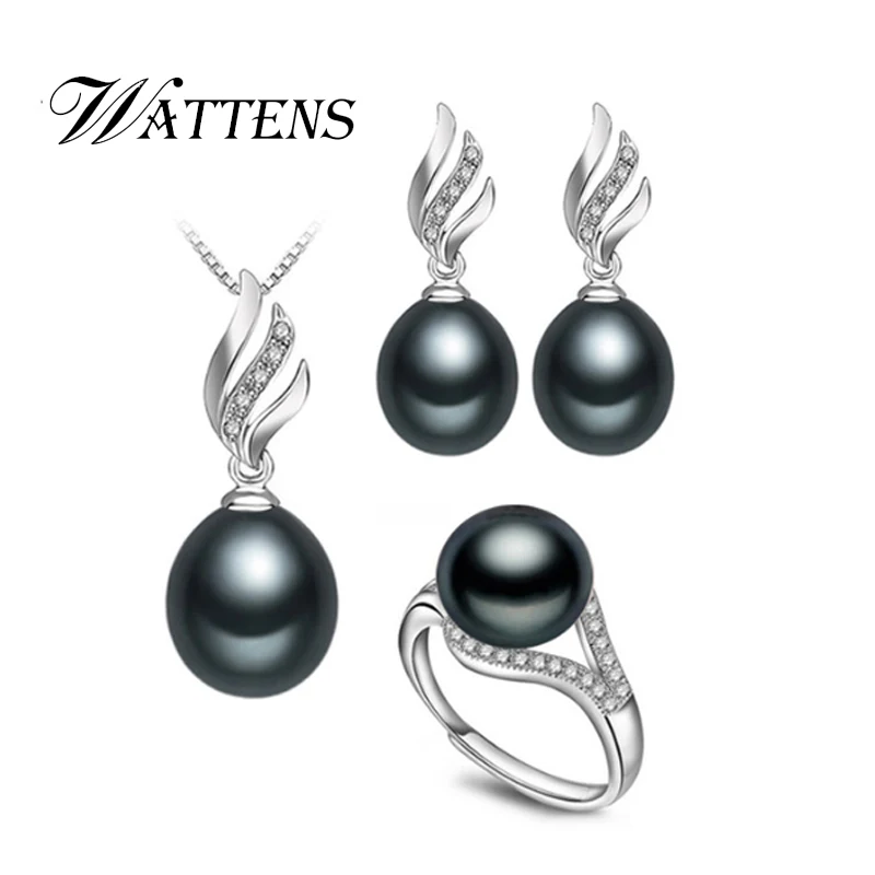 

pearl jewelry sets 925 sterling silver pendant Earrings ring natural pearl necklace Earrings for women fashion cute ring Gift