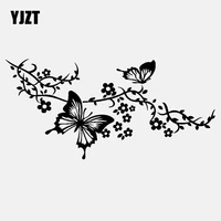 yjzt 18 8cm9cm decor art vinyl car sticker decal flower butterfly ornament blacksilver c24 0349