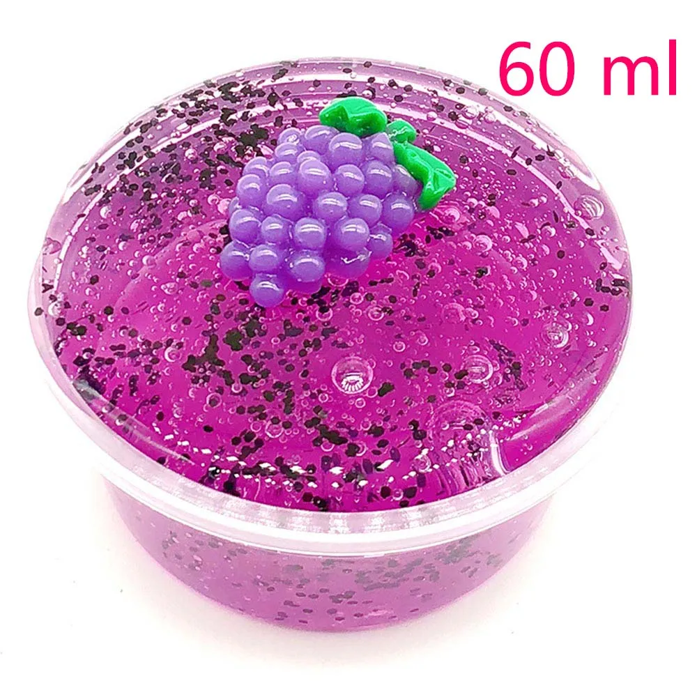 60ml purple 60 мл 80 мл DIY прозрачный слизи игрушки цвета фрукты сквиши грязи слизи шпатлевка Ароматические стресс антистресс шпатлевка глиняная шламовая игрушка - Цвет: 60ml purple