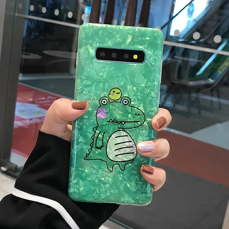 YHBBCASES мягкие чехлы с рисунком крокодила для Samsung Galaxy S8 S9 S10 Plus Модный чехол ракушка