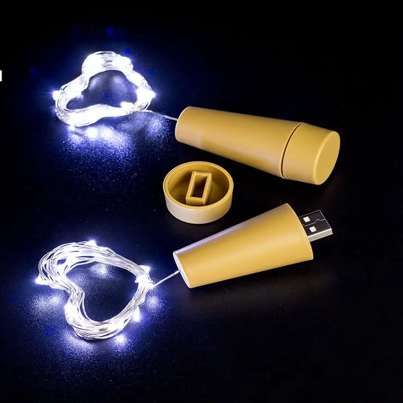 10 шт USB Перезаряжаемые 2 м светодиодов Строка лампы гирлянда провода бутылки вина пробкой свет из пробки в форме для свадьбы украшение дома