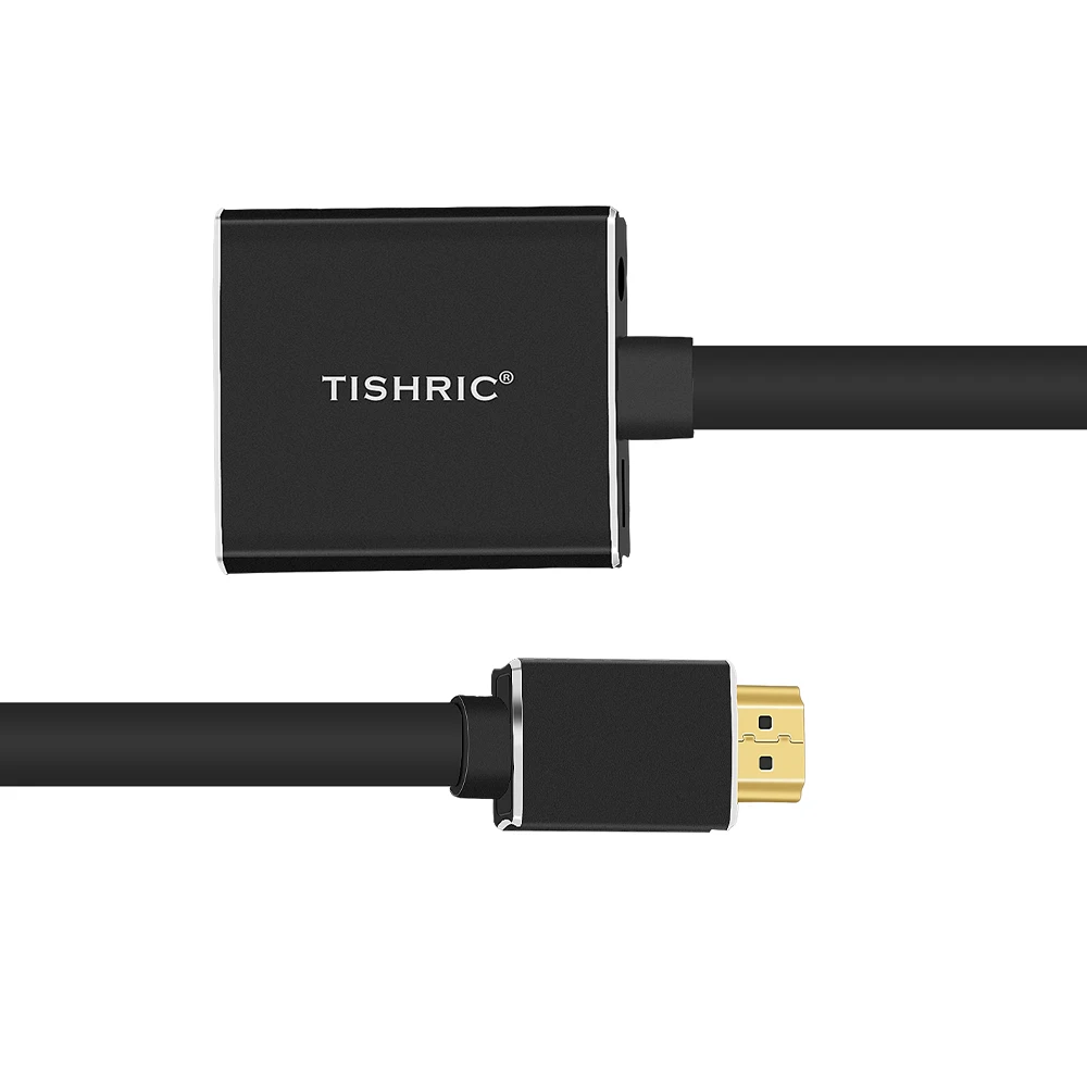 TISHRIC Новый HDMI к VGA адаптер кабель Jack 3 5 мм аудио Мощность цифровой аналоговый видео