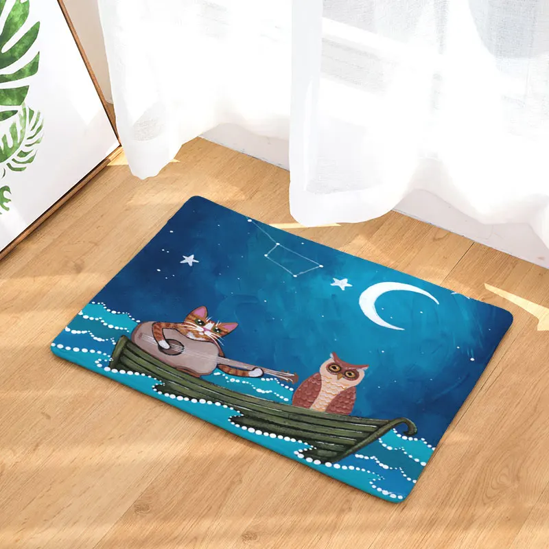 Monily Противоскользящий водонепроницаемый коврик для двери милый мультяшный Кот