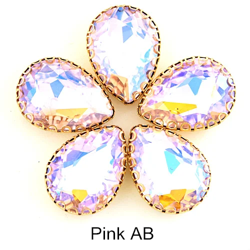 Pink AB 20 шт. 13X18 мм кристалл AB пришить стразы стекло каплевидные швейные камни с когтями для DIY одежды Ювелирные изделия сумки обувь B1183 - Цвет: Pink AB