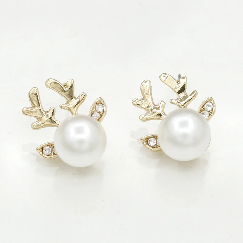 Женские серьги гвоздики с имитацией жемчуга и оленем|fashion stud earrings|stud earringsstud earrings