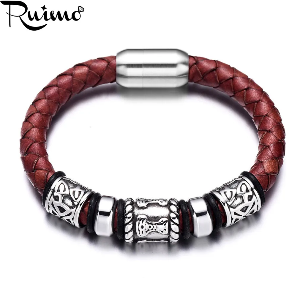 Браслет мужской из натуральной кожи с магнитной застежкой|men jewelry|bangle menbracelets bangles