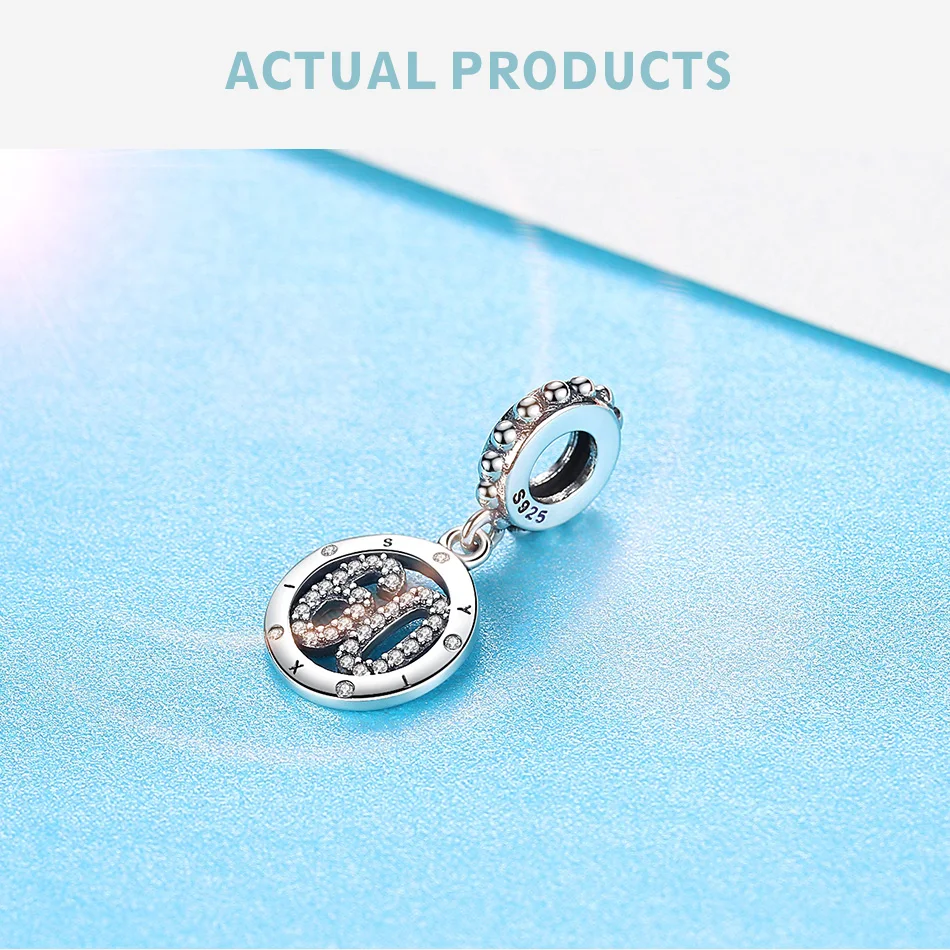 FOREWE Настоящее 925 пробы серебро 60 Круглый Кристалл талисманы бисера Fit Pandora Браслеты DIY Ювелирные изделия юбилей подарок на день рождения