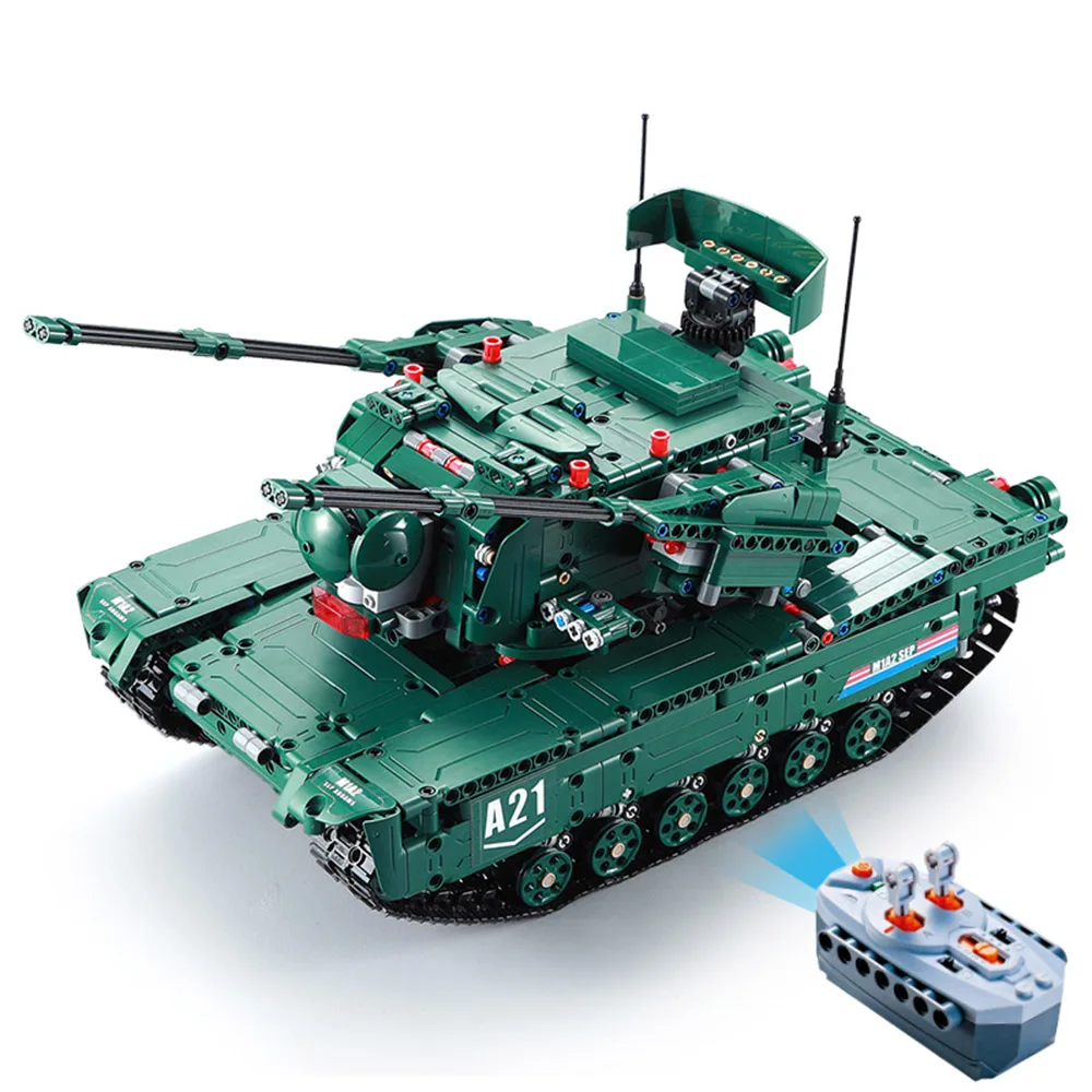 Двойные строительные блоки E C61001W 1498 PCS Groot 1:20 трансформируемый M1A2 танк автомобиль