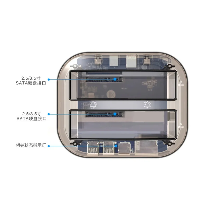 New Transparent Dual Bay HDD Dock Docking Station Compact External Hard Disk Drive For 2.5 Inch 3.5 Inch SATA HDD USB 3.0