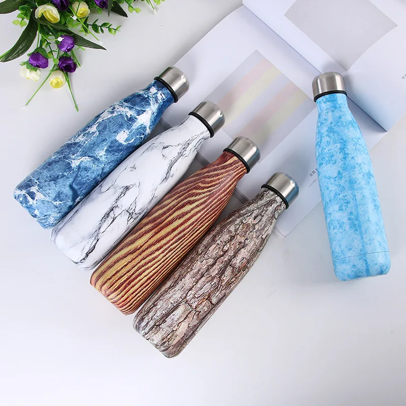 

New Designer Water Bottle BPA free Summer Sports Vacuum Flask Insulated Cup Double Wall Stainless Steel Thermo Bottle 500ml