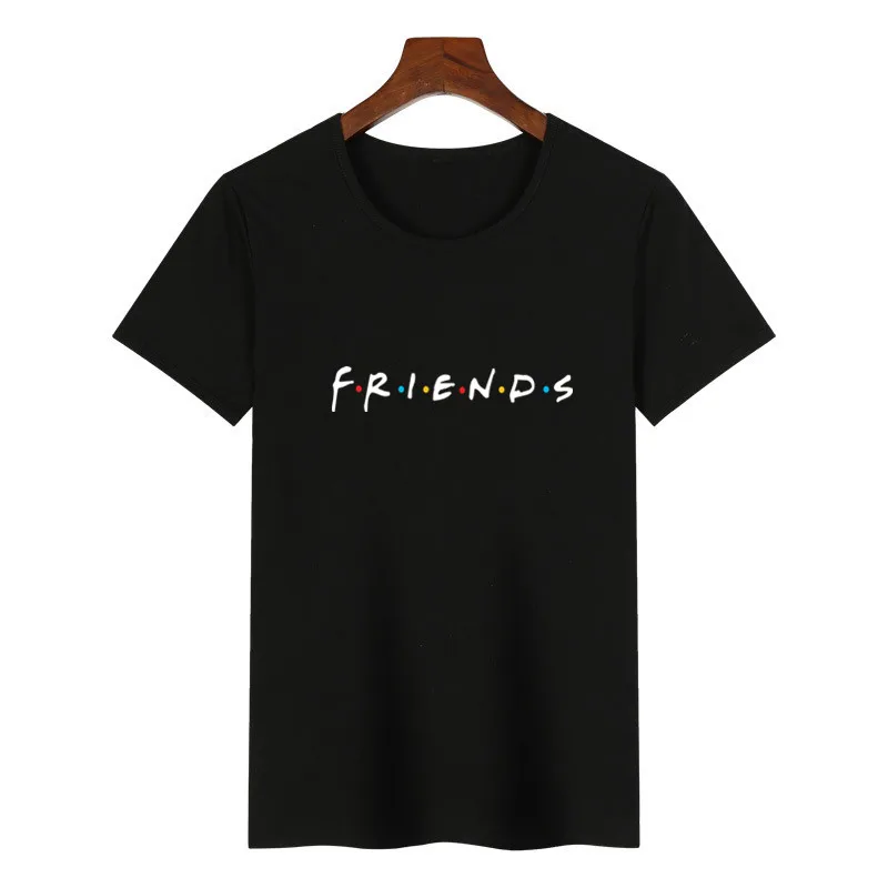 T19B-black Футболка с надписью «FRIENDS», женская футболка, повседневная забавная футболка для девушек, топ, хипстер, Прямая поставка - Цвет: T19B-black