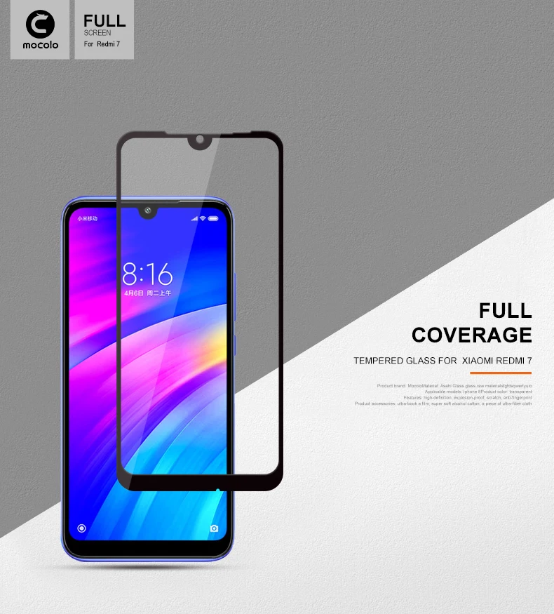 Для Xiaomi Redmi 7 Защита экрана Mocolo полное покрытие Полный клей 9H Закаленное стекло пленка для Redmi 7 протектор экрана