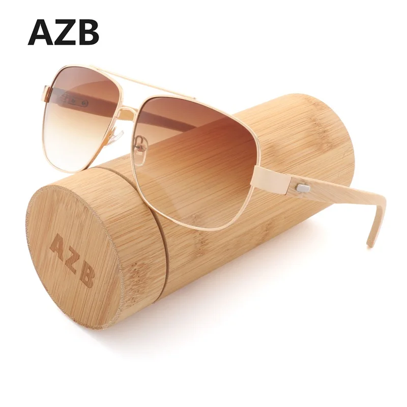 Женские солнцезащитные очки из бамбука AZB винтажные деревянные в стиле ретро