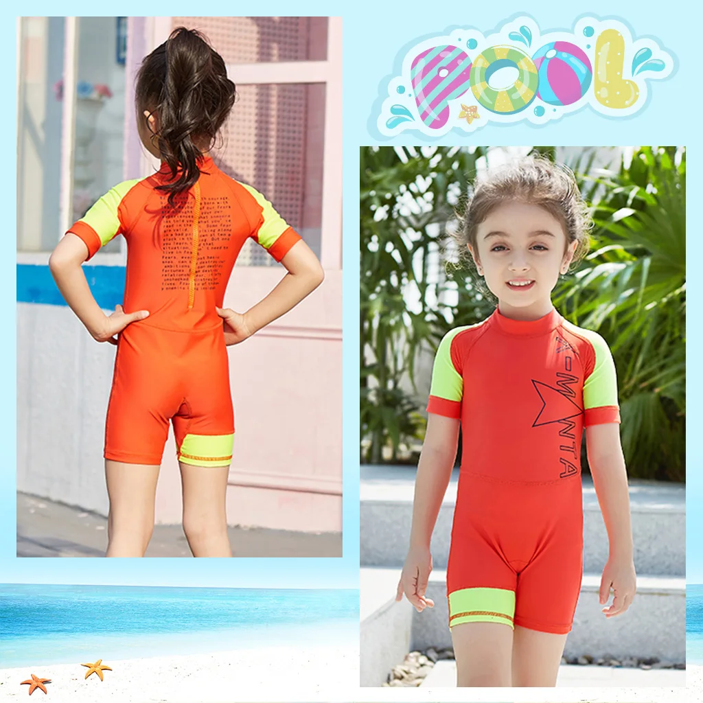 Детский купальный костюм Rashguard с короткими рукавами цельный Гидрокостюм
