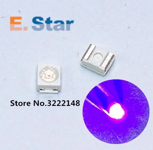 500 шт. Фиолетовый УФ мощность Топ 1210 3528 SMD SMT PLCC 2 2500 мкд ультра яркий светодиодный