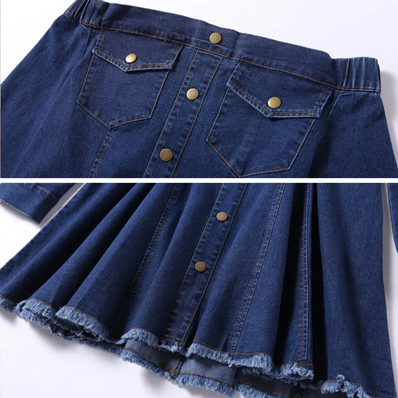 Новинка весна осень 2017 женское пикантное джинсовое платье с одним словенным