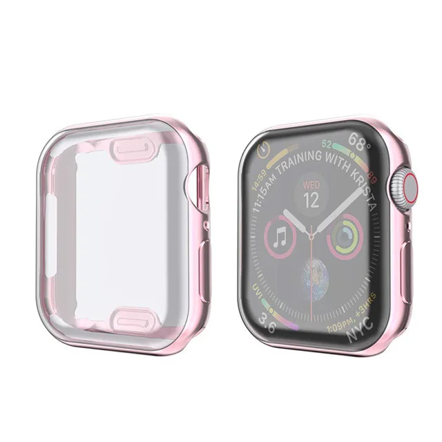rose pink Чехол для часов Apple Watch series 5 4 3 2 1 полосы 42 мм 38 мм 40 мм 44 мм Тонкий ТПУ чехол протектор для iWatch 4 3 42 мм 38 мм - Цвет: rose pink