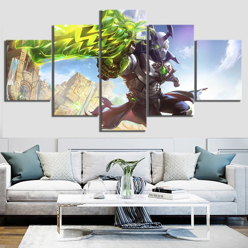 Printed Wall Art Poster Modular Canvas Pictures 5 Pieces Heads Will Roll Paladins Cartoon Game Paintings Frame Decor Living Room | Дом и сад