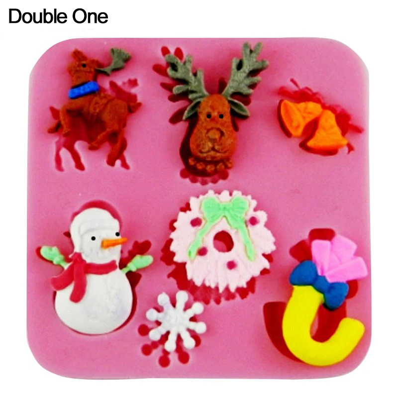 

Рождественская серия силиконовая форма Рождественский мультяшный декоративный колокольчик с оленями снеговиком 3D кулон сделай сам, подел...