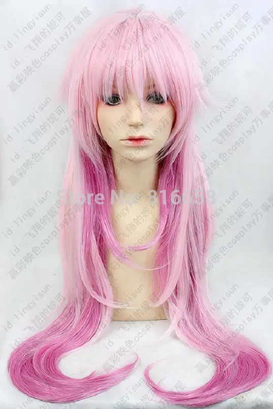 Розовый и Mix Длинные Прямые Аниме Косплей Парик 80 см|cosplay pink wig|cosplay gunswig powder |