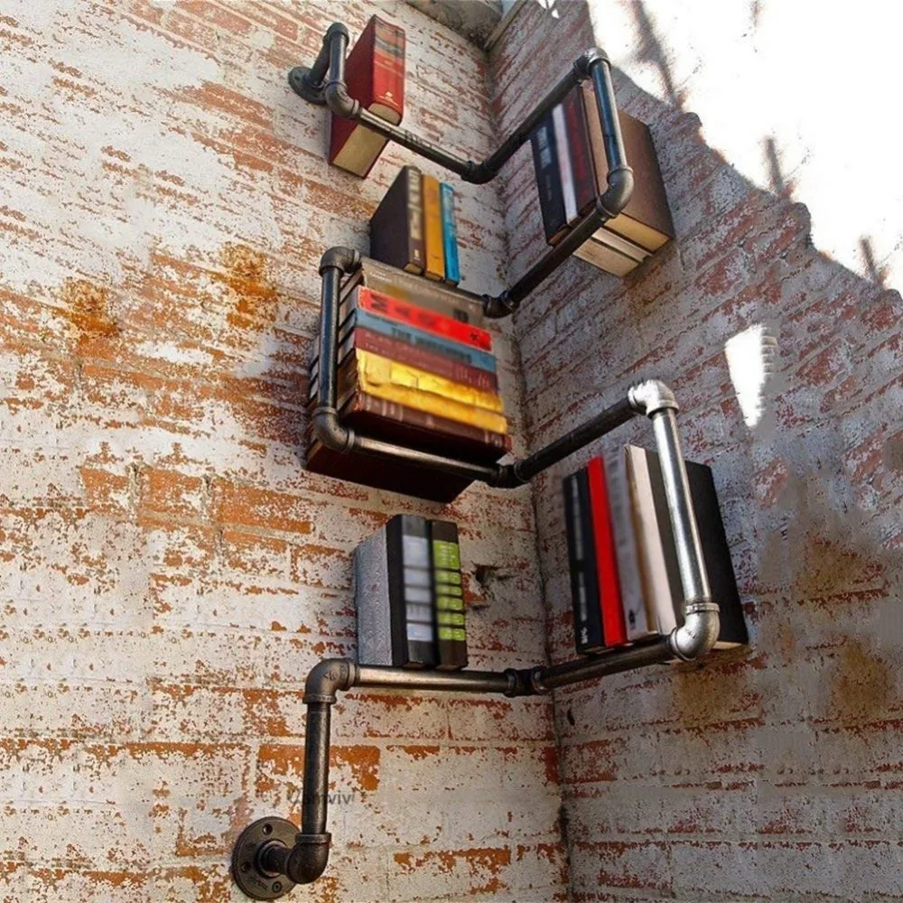 Настенные полки плавающая полка настенная книжная полка Bookrack настенный книжный шкаф промышленный стиль товарная полка железные трубы